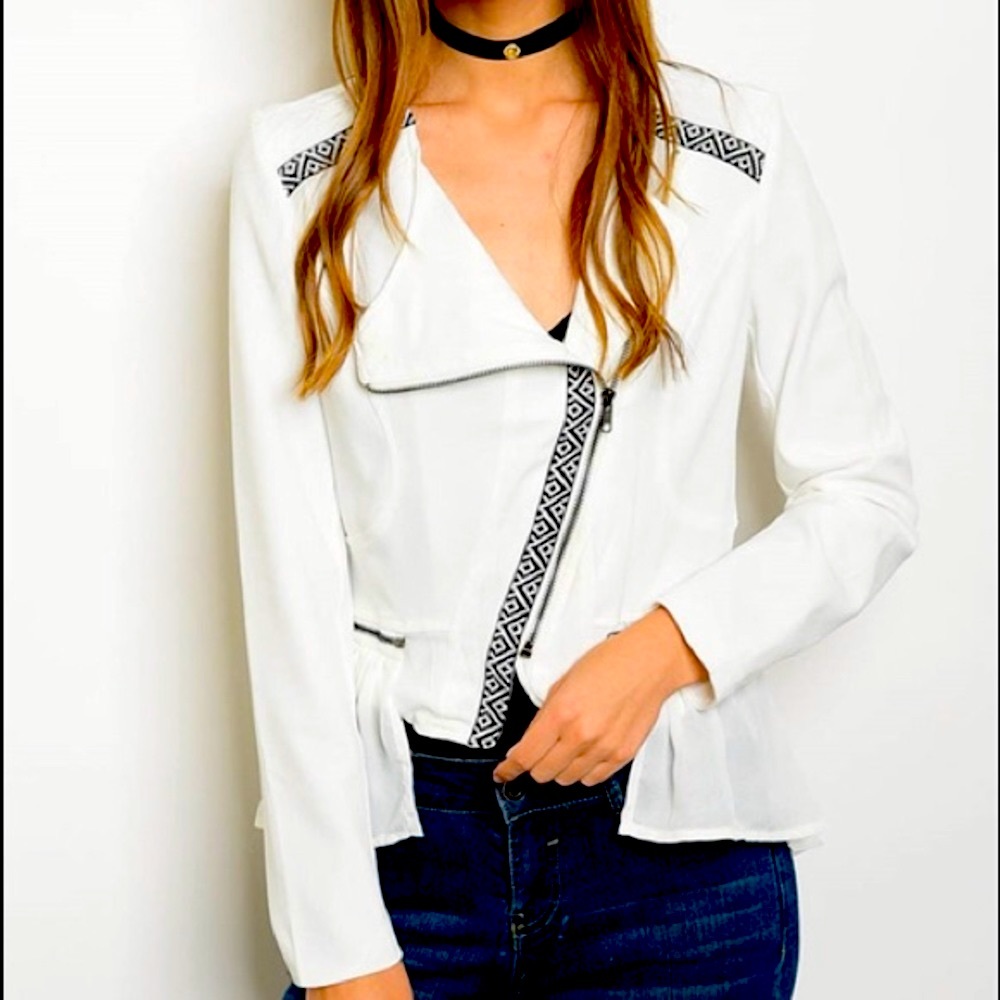 💥HP x 3💥 WHITE & BLACK MOTO JACKET! - Picture 2 of 3